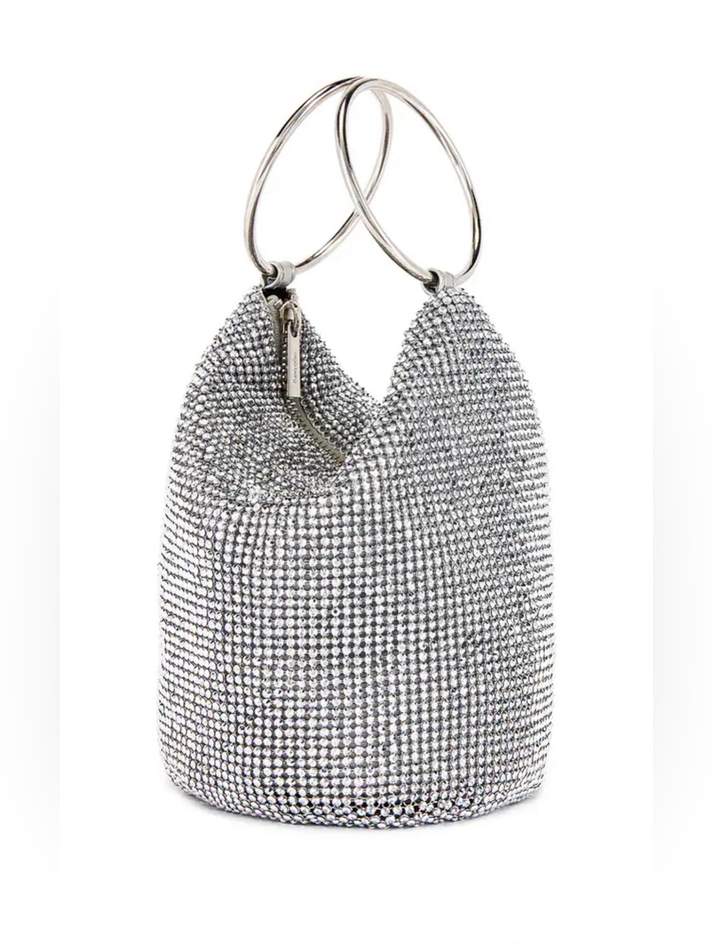 Olga Berg Brand Ellie Crystal Mesh Ring Handle Bag